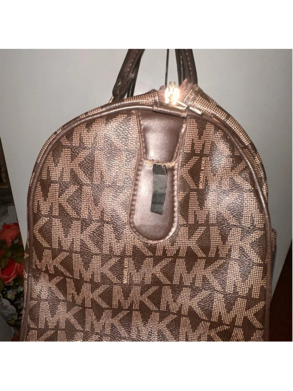 Michael Kors brown Monogram duffel bag - Picture 8 of 12